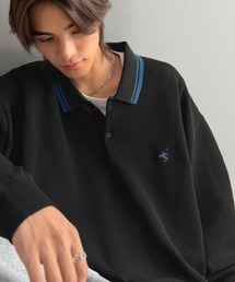 Java（ジャバ）の「《JaVaジャバコラボ》ベーシック以上、主張しすぎない存在感。胸刺繍入り襟ライン配色ニットポロシャツ(長袖)（ポロシャツ）」