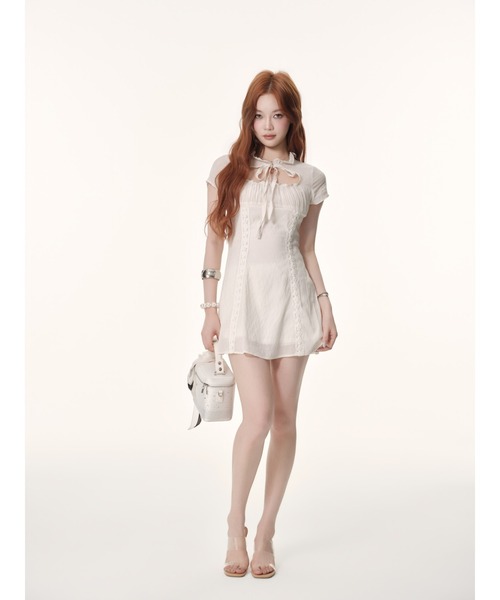andwang（アンドワン）の「Airy Vintage Dress（ワンピース・レディース・アイボリー/ブラック・SMALL/MEDIUM）」の12枚目の写真