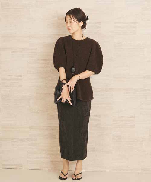 plage（プラージュ）の「suede like jersey tightスカート（スカート・レディース・ブラウン系その他・36/38）」の2枚目の写真