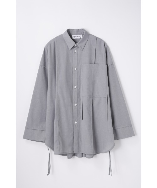nagonstans(ナゴンスタンス)の「piping wide shirt(シャツ/ブラウス・レディース・杢グレー/ホワイト/ライトブルー・MEDIUM)」の2枚目の写真