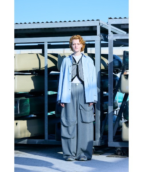 nagonstans(ナゴンスタンス)の「piping wide shirt(シャツ/ブラウス・レディース・杢グレー/ホワイト/ライトブルー・MEDIUM)」の5枚目の写真