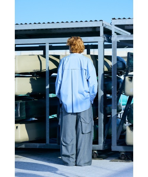 nagonstans(ナゴンスタンス)の「piping wide shirt(シャツ/ブラウス・レディース・杢グレー/ホワイト/ライトブルー・MEDIUM)」の6枚目の写真