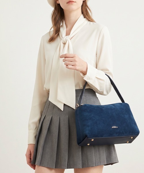 Clelia（クレリア）の「スエードハンドバッグ/ショルダーバッグ（ハンドバッグ・レディース・ネイビー/ライトブラウン/ライトグレー/ブラウン系その他/ダークグレー/セージグリーン・ONE SIZE）」の6枚目の写真