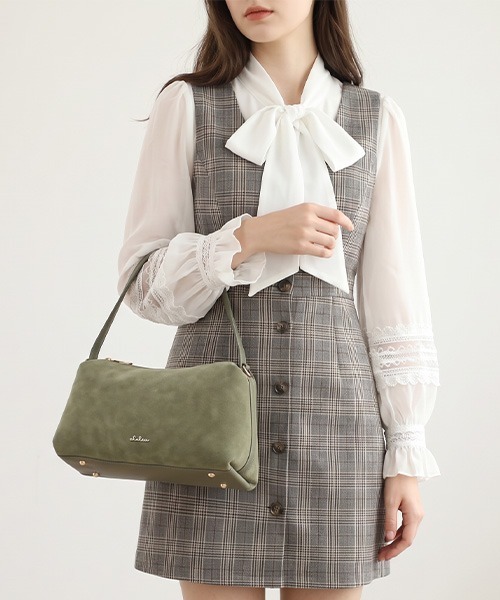 Clelia（クレリア）の「スエードハンドバッグ/ショルダーバッグ（ハンドバッグ・レディース・ネイビー/ライトブラウン/ライトグレー/ブラウン系その他/ダークグレー/セージグリーン・ONE SIZE）」の5枚目の写真