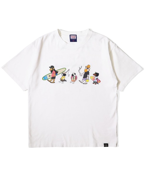 RIVER SIDE CULTURE(リバーサイドカルチャー)の「RIVER SIDE CULTURE / MARCO'S FAMILY LET'S SURF T-SHIRT(M4)(Tシャツ/カットソー・メンズ・チャコールグレー/ホワイト・X-LARGE/LARGE/MEDIUM)」の1枚目の写真