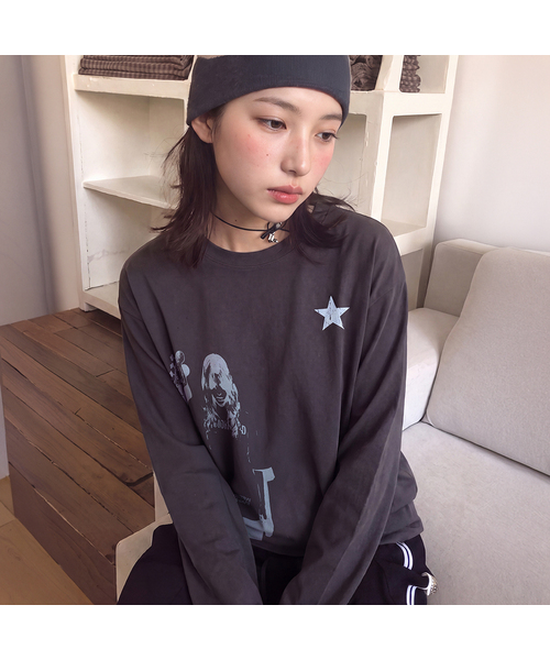 GRAVER（グレーバー）の「[UNISEX]STAR1 GIRL ロングスリーブTシャツ_4color（Tシャツ/カットソー・レディース・ホワイト/ブラック/チャコールグレー/ライトホワイト・MEDIUM/LARGE）」の4枚目の写真