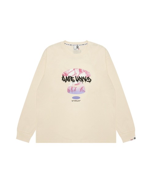 AAPE BY A BATHING APE(エーエイプバイアベイシングエイプ)の「AAPE MAIN LONG SLLEVE TEE(Tシャツ/カットソー・メンズ・ブラック/アイボリー・LARGE/SMALL/MEDIUM/X-LARGE)」の1枚目の写真