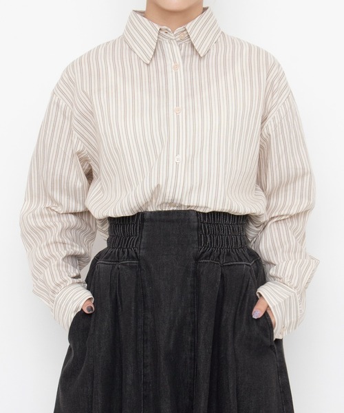 PUNYUS（プニュズ）の「【NEW SIZE)】ベーシックストライプシャツ（シャツ/ブラウス・レディース・ホワイト/サックスブルー/ブラウン・1/2/3/4/5）」の2枚目の写真