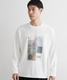 【洗濯機OK】ポンチ長袖フォト長袖Tシャツ