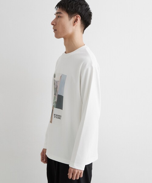 THE SHOP TK (ザ ショップ ティーケー )の「【洗濯機OK】ポンチ長袖フォト長袖Tシャツ(Tシャツ/カットソー・メンズ・ライトグリーン/オフホワイト/ライトグレー・02/04/03)」の4枚目の写真