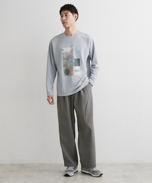 THE SHOP TK (ザ ショップ ティーケー )の「【洗濯機OK】ポンチ長袖フォト長袖Tシャツ(Tシャツ/カットソー・メンズ・ライトグリーン/オフホワイト/ライトグレー・02/04/03)」の10枚目の写真