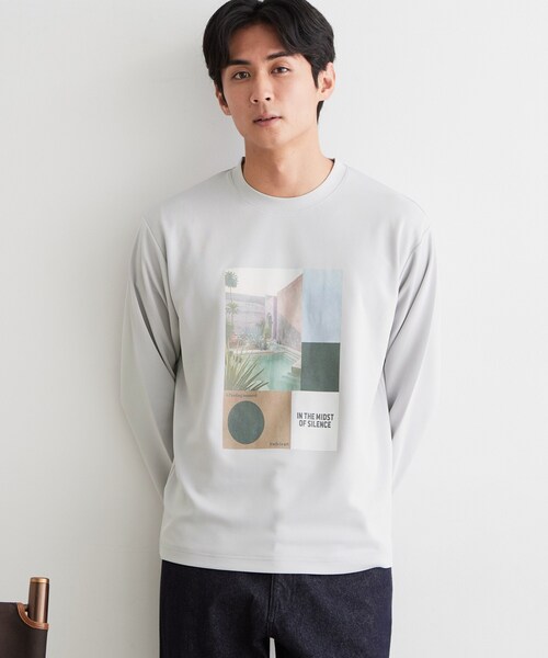 THE SHOP TK (ザ ショップ ティーケー )の「【洗濯機OK】ポンチ長袖フォト長袖Tシャツ(Tシャツ/カットソー・メンズ・ライトグリーン/オフホワイト/ライトグレー・02/04/03)」の12枚目の写真