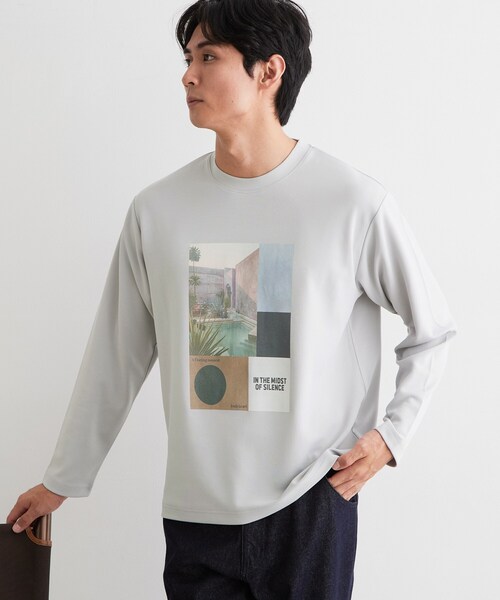 THE SHOP TK (ザ ショップ ティーケー )の「【洗濯機OK】ポンチ長袖フォト長袖Tシャツ(Tシャツ/カットソー・メンズ・ライトグリーン/オフホワイト/ライトグレー・02/04/03)」の13枚目の写真