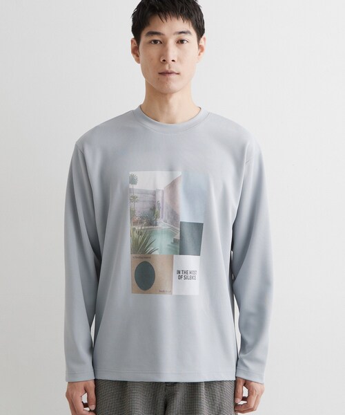 THE SHOP TK (ザ ショップ ティーケー )の「【洗濯機OK】ポンチ長袖フォト長袖Tシャツ(Tシャツ/カットソー・メンズ・ライトグリーン/オフホワイト/ライトグレー・02/04/03)」の16枚目の写真