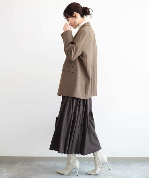 MK MICHEL KLEIN（エムケーミッシェルクラン）の「[洗える/イージーケア/抗ピリング/ナチュラルストレッチ]ダブルブレストジャケット（チェック柄）（テーラードジャケット・レディース・ブラウン/ダークグレー・38）」の20枚目の写真