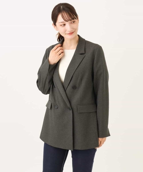 MK MICHEL KLEIN（エムケーミッシェルクラン）の「[洗える/イージーケア/抗ピリング/ナチュラルストレッチ]ダブルブレストジャケット（チェック柄）（テーラードジャケット・レディース・ブラウン/ダークグレー・38）」の12枚目の写真