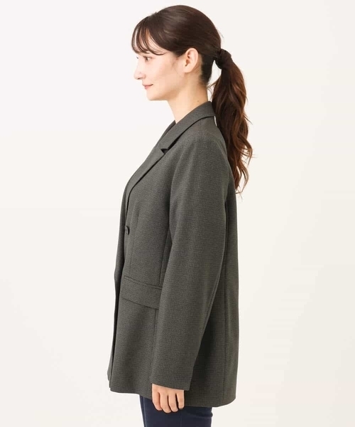 MK MICHEL KLEIN（エムケーミッシェルクラン）の「[洗える/イージーケア/抗ピリング/ナチュラルストレッチ]ダブルブレストジャケット（チェック柄）（テーラードジャケット・レディース・ブラウン/ダークグレー・38）」の13枚目の写真
