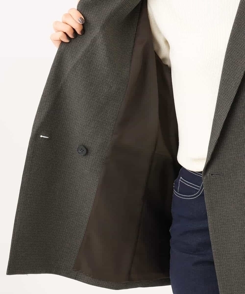 MK MICHEL KLEIN（エムケーミッシェルクラン）の「[洗える/イージーケア/抗ピリング/ナチュラルストレッチ]ダブルブレストジャケット（チェック柄）（テーラードジャケット・レディース・ブラウン/ダークグレー・38）」の3枚目の写真