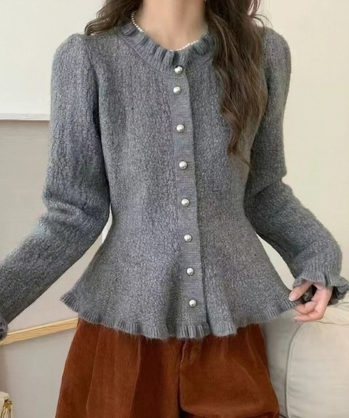 yuue' ( wear )(ユーイ)の「フリルペプラムニットカーディガン(カーディガン/ボレロ・レディース・アイボリー/グレー/ブラック・FREE)」の3枚目の写真