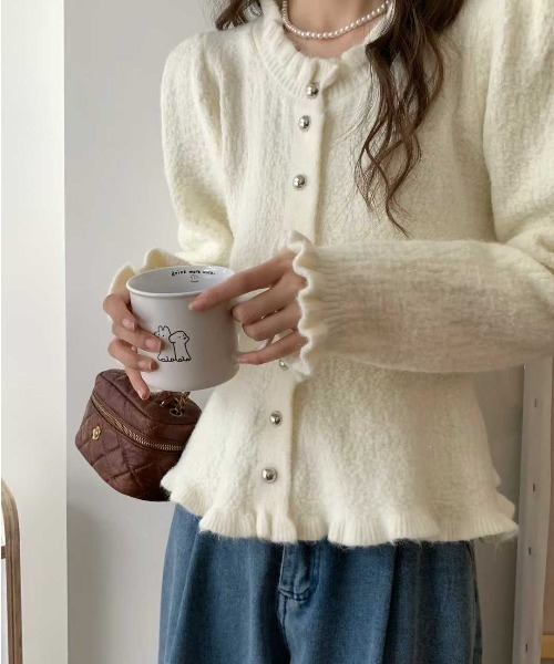 yuue' ( wear )(ユーイ)の「フリルペプラムニットカーディガン(カーディガン/ボレロ・レディース・アイボリー/グレー/ブラック・FREE)」の7枚目の写真