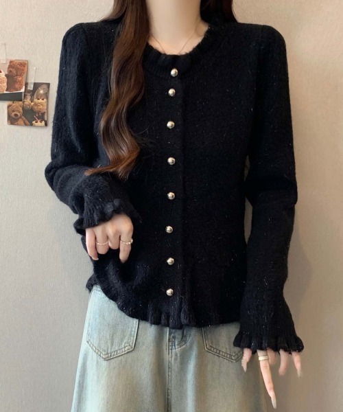 yuue' ( wear )(ユーイ)の「フリルペプラムニットカーディガン(カーディガン/ボレロ・レディース・アイボリー/グレー/ブラック・FREE)」の14枚目の写真