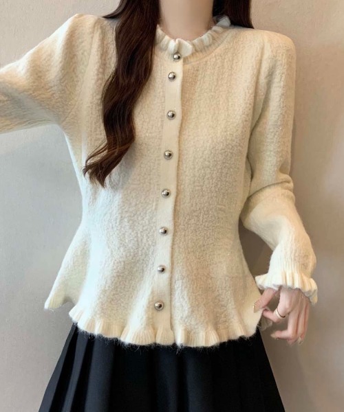 yuue' ( wear )(ユーイ)の「フリルペプラムニットカーディガン(カーディガン/ボレロ・レディース・アイボリー/グレー/ブラック・FREE)」の8枚目の写真