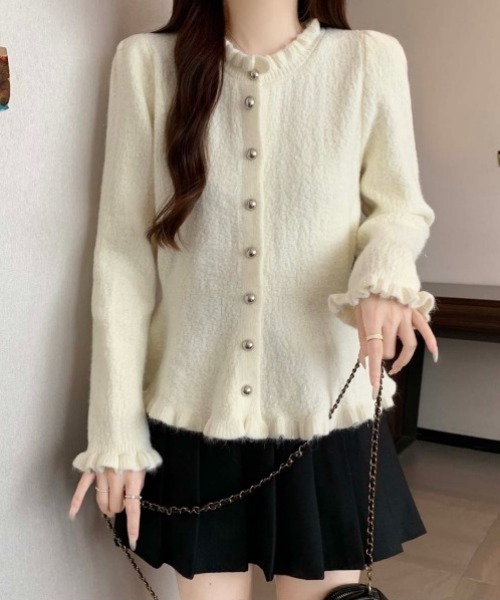 yuue' ( wear )(ユーイ)の「フリルペプラムニットカーディガン(カーディガン/ボレロ・レディース・アイボリー/グレー/ブラック・FREE)」の9枚目の写真