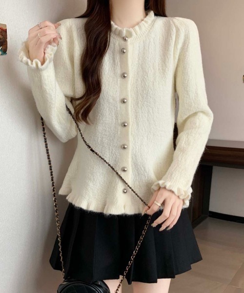 yuue' ( wear )(ユーイ)の「フリルペプラムニットカーディガン(カーディガン/ボレロ・レディース・アイボリー/グレー/ブラック・FREE)」の10枚目の写真