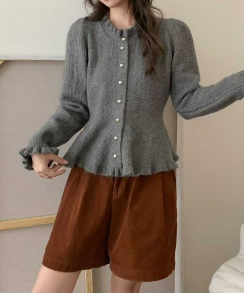 yuue' ( wear )(ユーイ)の「フリルペプラムニットカーディガン(カーディガン/ボレロ・レディース・アイボリー/グレー/ブラック・FREE)」の19枚目の写真