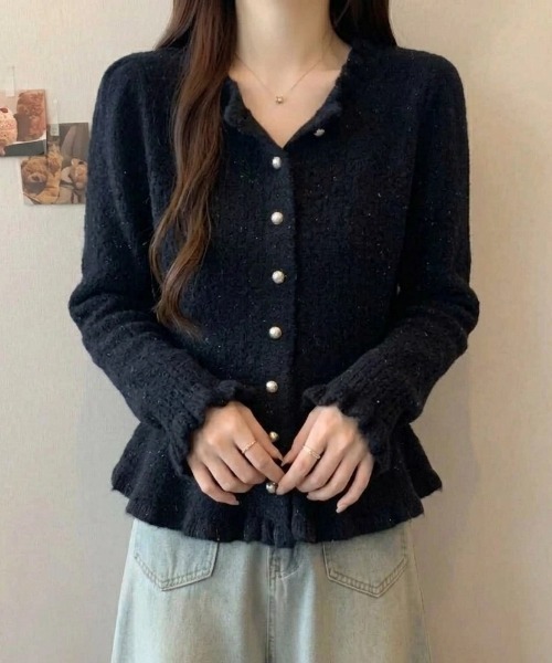 yuue' ( wear )(ユーイ)の「フリルペプラムニットカーディガン(カーディガン/ボレロ・レディース・アイボリー/グレー/ブラック・FREE)」の12枚目の写真