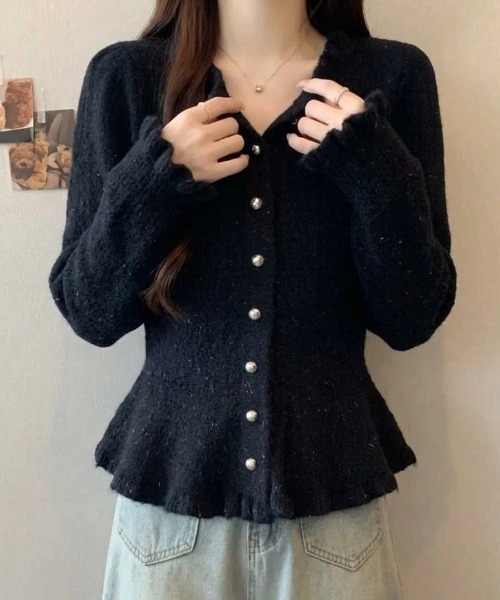 yuue' ( wear )(ユーイ)の「フリルペプラムニットカーディガン(カーディガン/ボレロ・レディース・アイボリー/グレー/ブラック・FREE)」の13枚目の写真