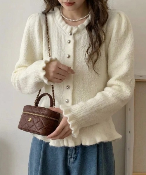 yuue' ( wear )(ユーイ)の「フリルペプラムニットカーディガン(カーディガン/ボレロ・レディース・アイボリー/グレー/ブラック・FREE)」の6枚目の写真