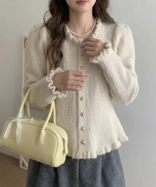 yuue' ( wear )(ユーイ)の「フリルペプラムニットカーディガン(カーディガン/ボレロ・レディース・アイボリー/グレー/ブラック・FREE)」の5枚目の写真