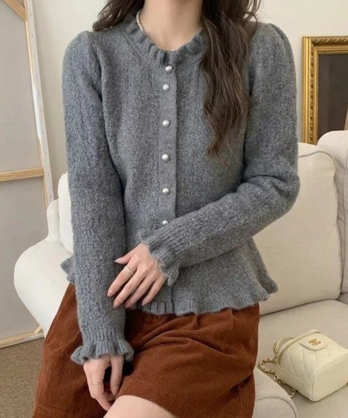 yuue' ( wear )(ユーイ)の「フリルペプラムニットカーディガン(カーディガン/ボレロ・レディース・アイボリー/グレー/ブラック・FREE)」の18枚目の写真