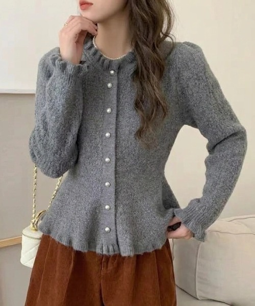 yuue' ( wear )(ユーイ)の「フリルペプラムニットカーディガン(カーディガン/ボレロ・レディース・アイボリー/グレー/ブラック・FREE)」の16枚目の写真