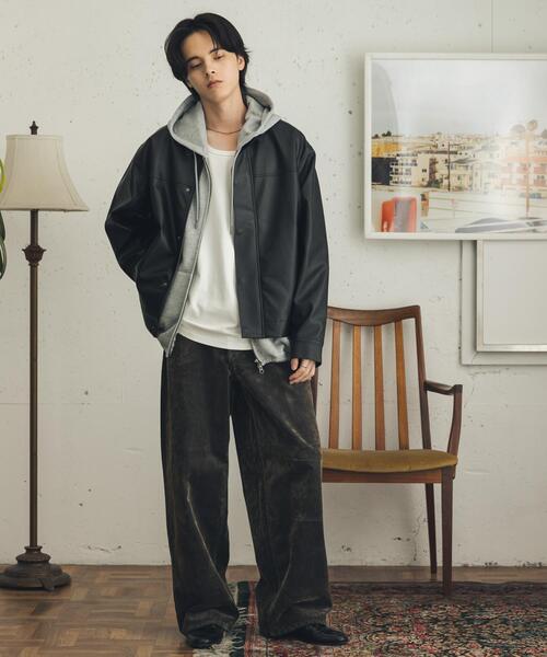 SENSE OF PLACE by URBAN RESEARCH(センスオブプレイスバイアーバンリサーチ)の「フロッキーワイドデニム(デニムパンツ・メンズ・オリーブ/ブラウン・MEDIUM/LARGE)」の17枚目の写真