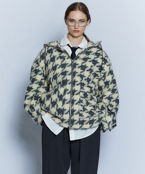 MAISON SPECIAL(メゾンスペシャル)の「【26WINTER PRE-ORDER】Tweed Hoodie Coat/ツイードフーディコート(その他アウター・レディース・ネイビー/ブルー/アイボリー・FREE)」の2枚目の写真