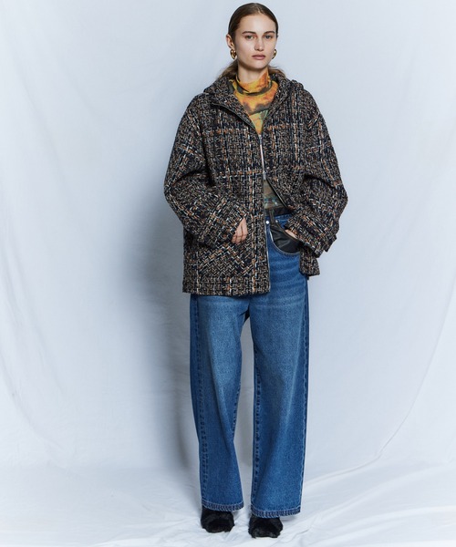 MAISON SPECIAL(メゾンスペシャル)の「【26WINTER PRE-ORDER】Tweed Hoodie Coat/ツイードフーディコート(その他アウター・レディース・ネイビー/ブルー/アイボリー・FREE)」の5枚目の写真