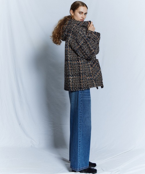 MAISON SPECIAL(メゾンスペシャル)の「【26WINTER PRE-ORDER】Tweed Hoodie Coat/ツイードフーディコート(その他アウター・レディース・ネイビー/ブルー/アイボリー・FREE)」の7枚目の写真