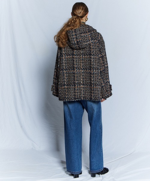 MAISON SPECIAL(メゾンスペシャル)の「【26WINTER PRE-ORDER】Tweed Hoodie Coat/ツイードフーディコート(その他アウター・レディース・ネイビー/ブルー/アイボリー・FREE)」の8枚目の写真