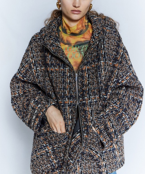 MAISON SPECIAL(メゾンスペシャル)の「【26WINTER PRE-ORDER】Tweed Hoodie Coat/ツイードフーディコート(その他アウター・レディース・ネイビー/ブルー/アイボリー・FREE)」の10枚目の写真
