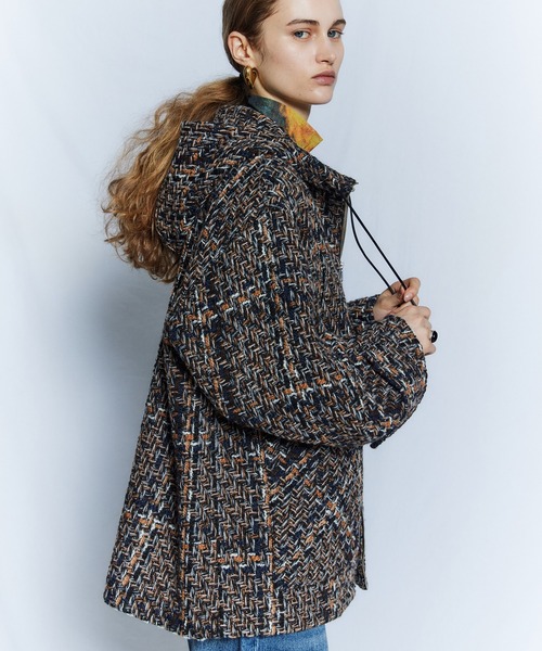 MAISON SPECIAL(メゾンスペシャル)の「【26WINTER PRE-ORDER】Tweed Hoodie Coat/ツイードフーディコート(その他アウター・レディース・ネイビー/ブルー/アイボリー・FREE)」の11枚目の写真