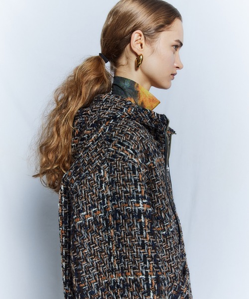 MAISON SPECIAL(メゾンスペシャル)の「【26WINTER PRE-ORDER】Tweed Hoodie Coat/ツイードフーディコート(その他アウター・レディース・ネイビー/ブルー/アイボリー・FREE)」の12枚目の写真