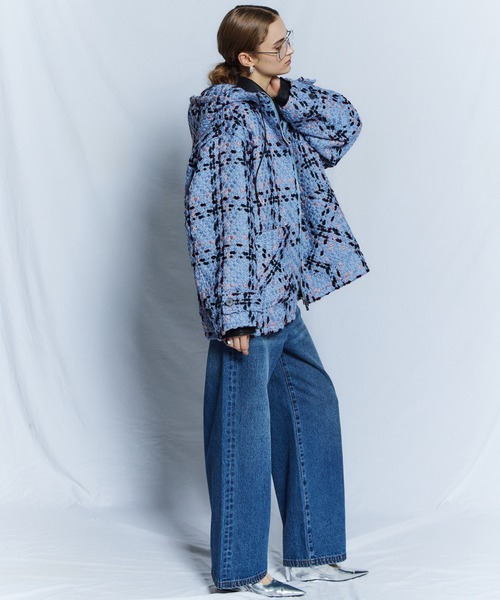 MAISON SPECIAL(メゾンスペシャル)の「【26WINTER PRE-ORDER】Tweed Hoodie Coat/ツイードフーディコート(その他アウター・レディース・ネイビー/ブルー/アイボリー・FREE)」の14枚目の写真