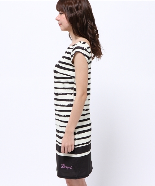 セール ワンピース Desigual デシグアル 手描き風ボーダーワンピース ワンピース Desigual デシグアル のファッション