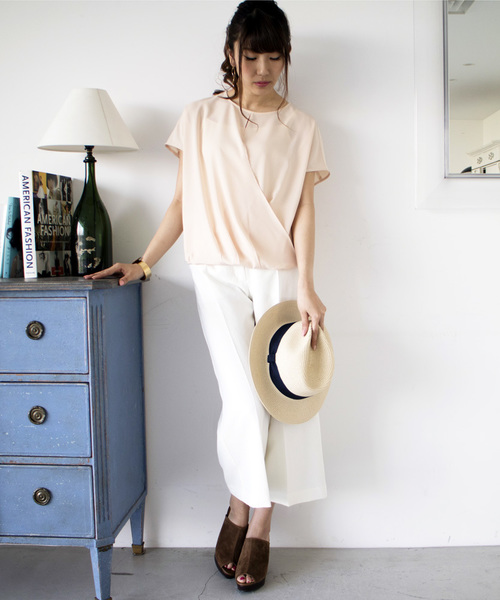 N.（N. Natural Beauty Basic）（エヌエヌナチュラルビューティーベーシック）の「カシュクールドレープブラウス（シャツ/ブラウス・レディース・ホワイト/ピンク・MEDIUM）」の15枚目の写真