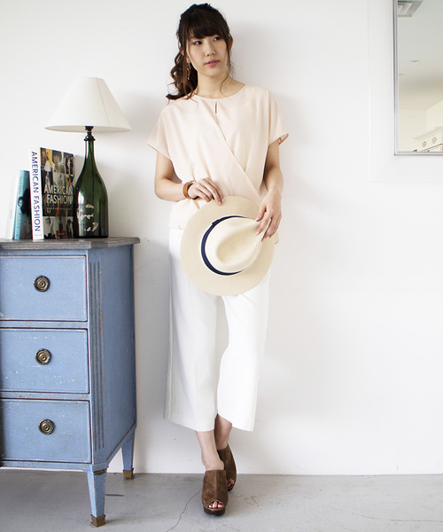 N.（N. Natural Beauty Basic）（エヌエヌナチュラルビューティーベーシック）の「カシュクールドレープブラウス（シャツ/ブラウス・レディース・ホワイト/ピンク・MEDIUM）」の17枚目の写真