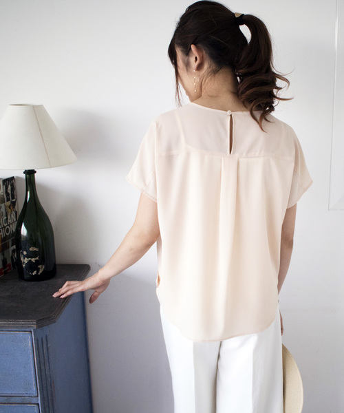 N.（N. Natural Beauty Basic）（エヌエヌナチュラルビューティーベーシック）の「カシュクールドレープブラウス（シャツ/ブラウス・レディース・ホワイト/ピンク・MEDIUM）」の8枚目の写真