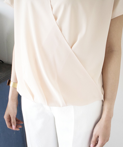 N.（N. Natural Beauty Basic）（エヌエヌナチュラルビューティーベーシック）の「カシュクールドレープブラウス（シャツ/ブラウス・レディース・ホワイト/ピンク・MEDIUM）」の9枚目の写真