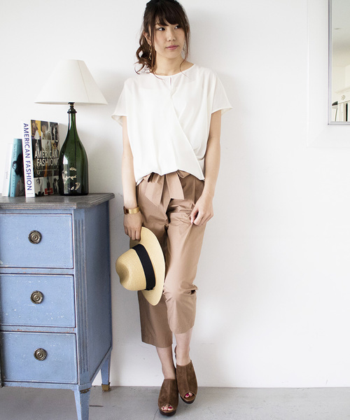 N.（N. Natural Beauty Basic）（エヌエヌナチュラルビューティーベーシック）の「カシュクールドレープブラウス（シャツ/ブラウス・レディース・ホワイト/ピンク・MEDIUM）」の10枚目の写真